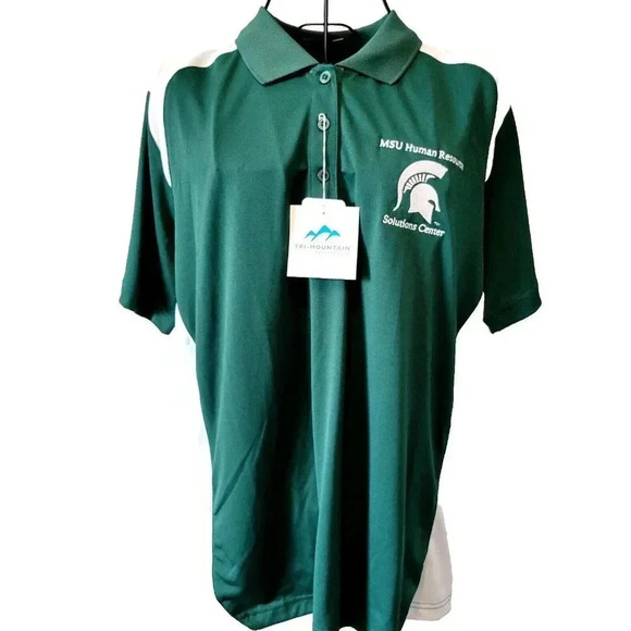 Tri-Mountain Performance Tops - Michigan State University Polo Shirt Large NWT Women Tri Mountain Human Resource